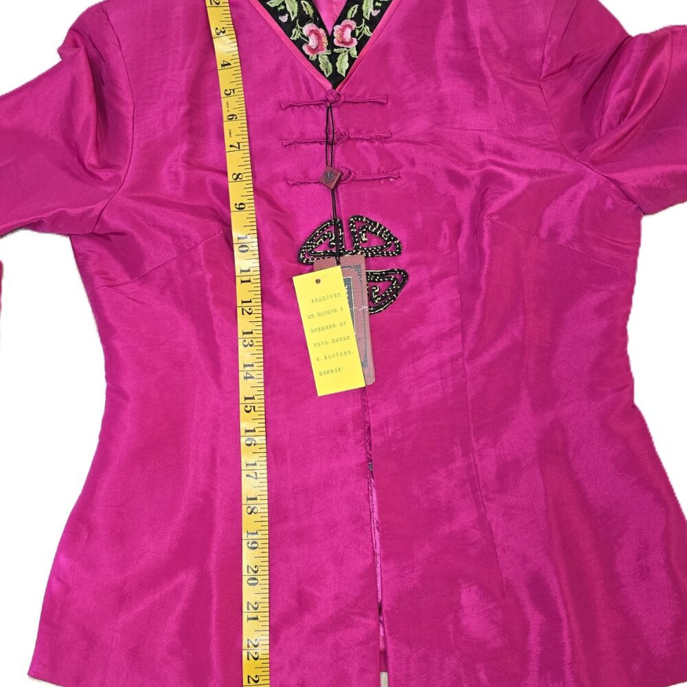 Hai Tom Chinese Top Embroidered Collar Frog Button Jacket Women's M NWT - Picture 10 of 15